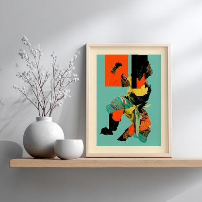 Abstract Thai Khon Performer Collage Poster