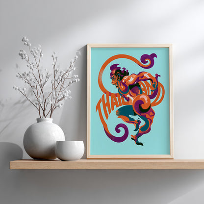Orange Thailand Hanuman Monkey Poster