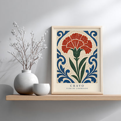 Portuguese Carnation Calcada Tile Print