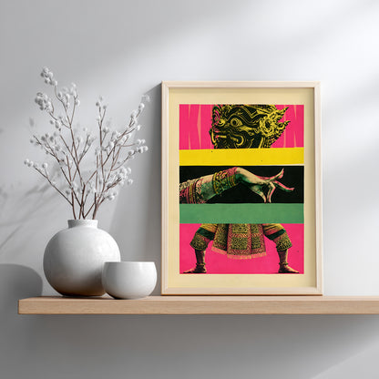 Thai Khon Masked Dance Collage Poster