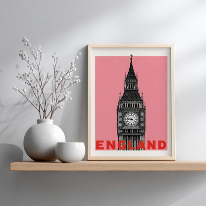 Pink Big Ben Pop Art Poster