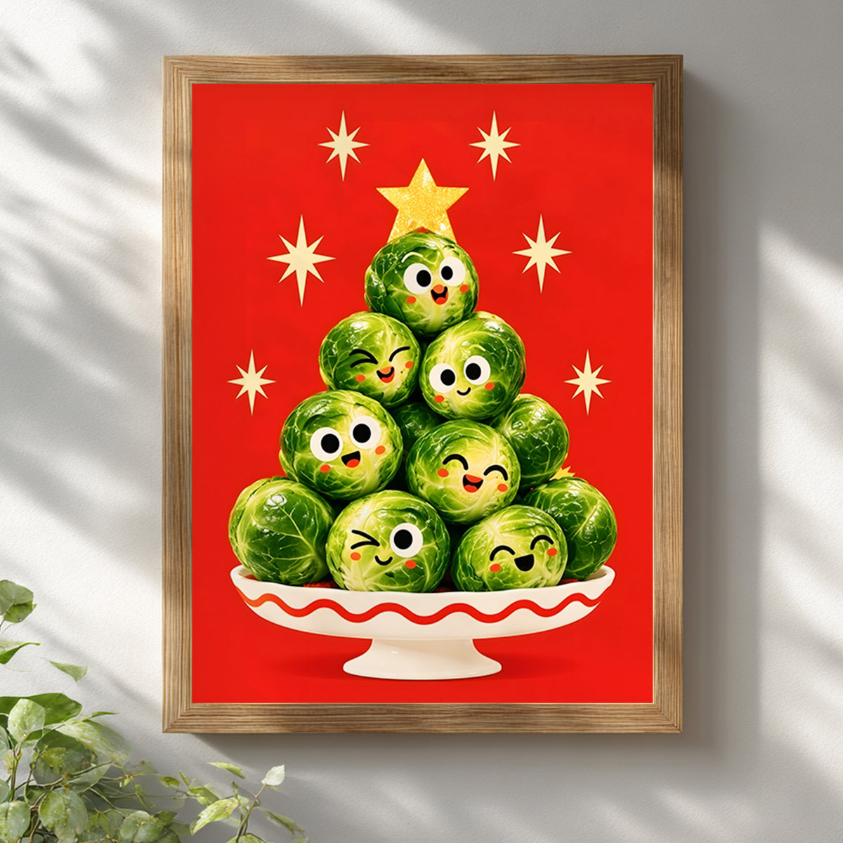 Smiling Brussels Sprouts Christmas Tree Poster
