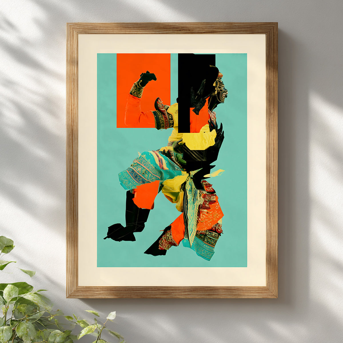 Abstract Thai Khon Performer Collage Poster