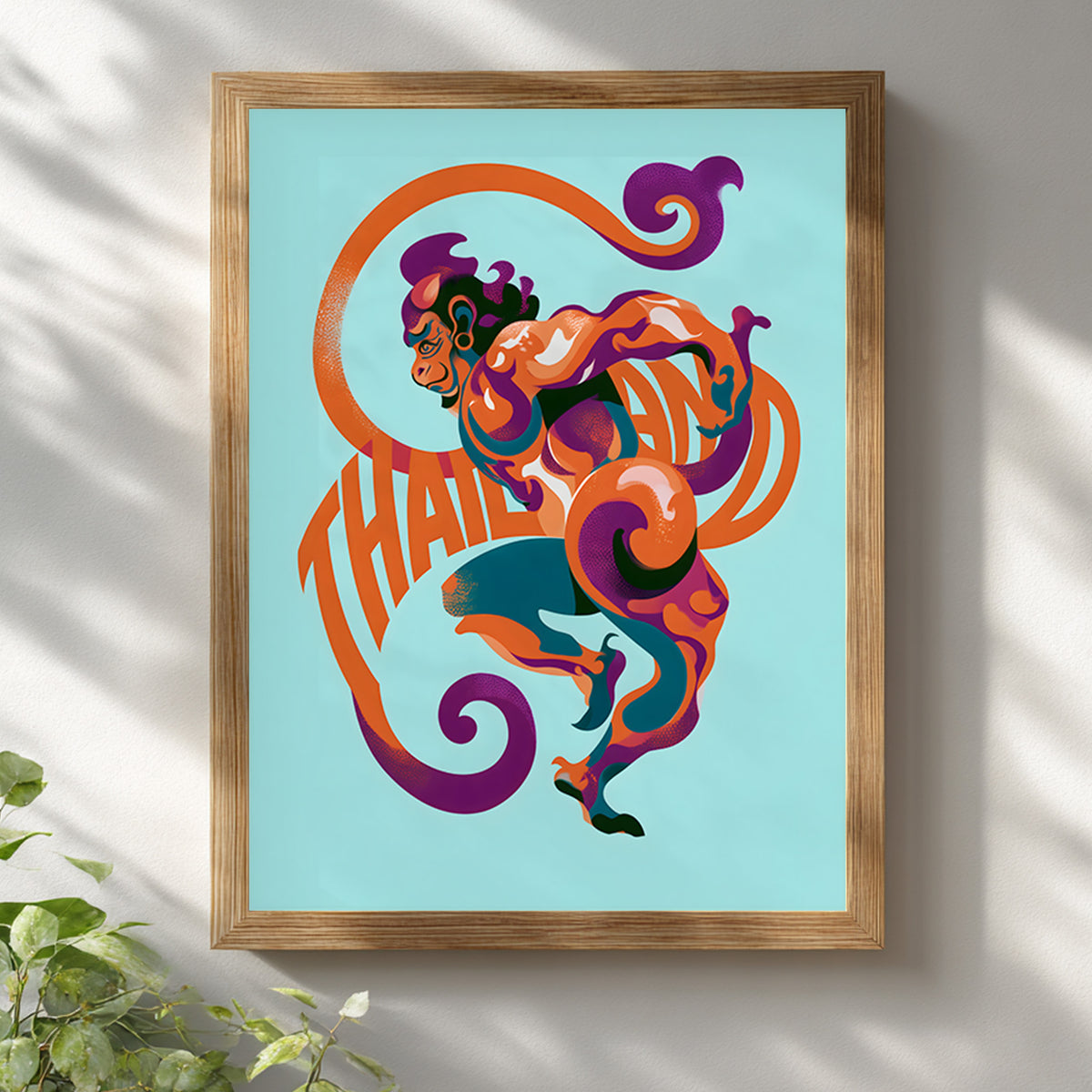 Orange Thailand Hanuman Monkey Poster