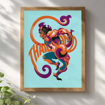 Orange Thailand Hanuman Monkey Poster