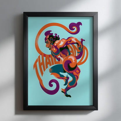 Orange Thailand Hanuman Monkey Poster
