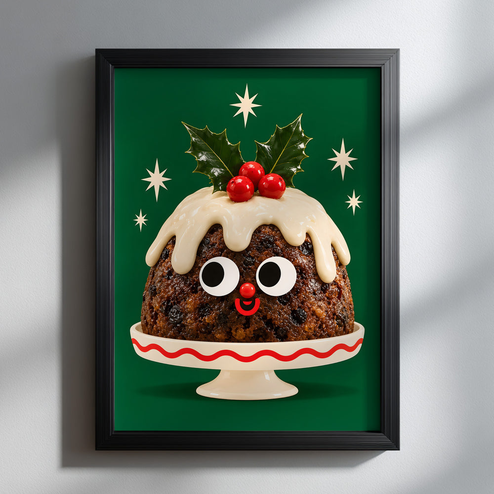 British Christmas Pudding Character Poster