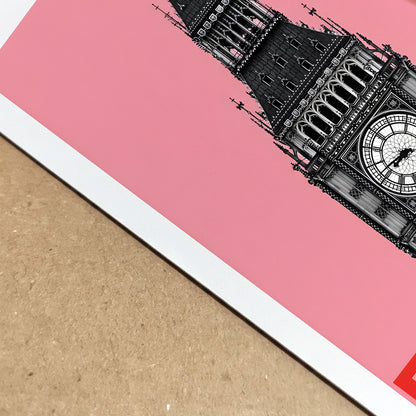 Pink Big Ben Pop Art Poster