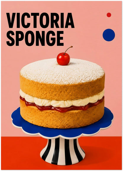 Pink Retro Victoria Sponge Cake Poster displayed on Archival Paper (250 GSM) 50x70 cm / 20x28″