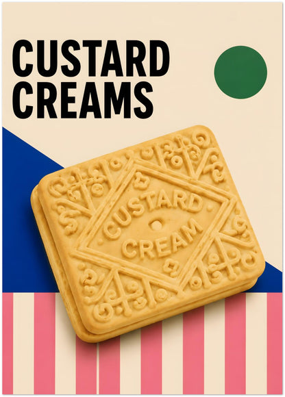 Custard Cream Biscuit Art Print displayed on Premium Paper (170 GSM) 50x70 cm / 20x28″