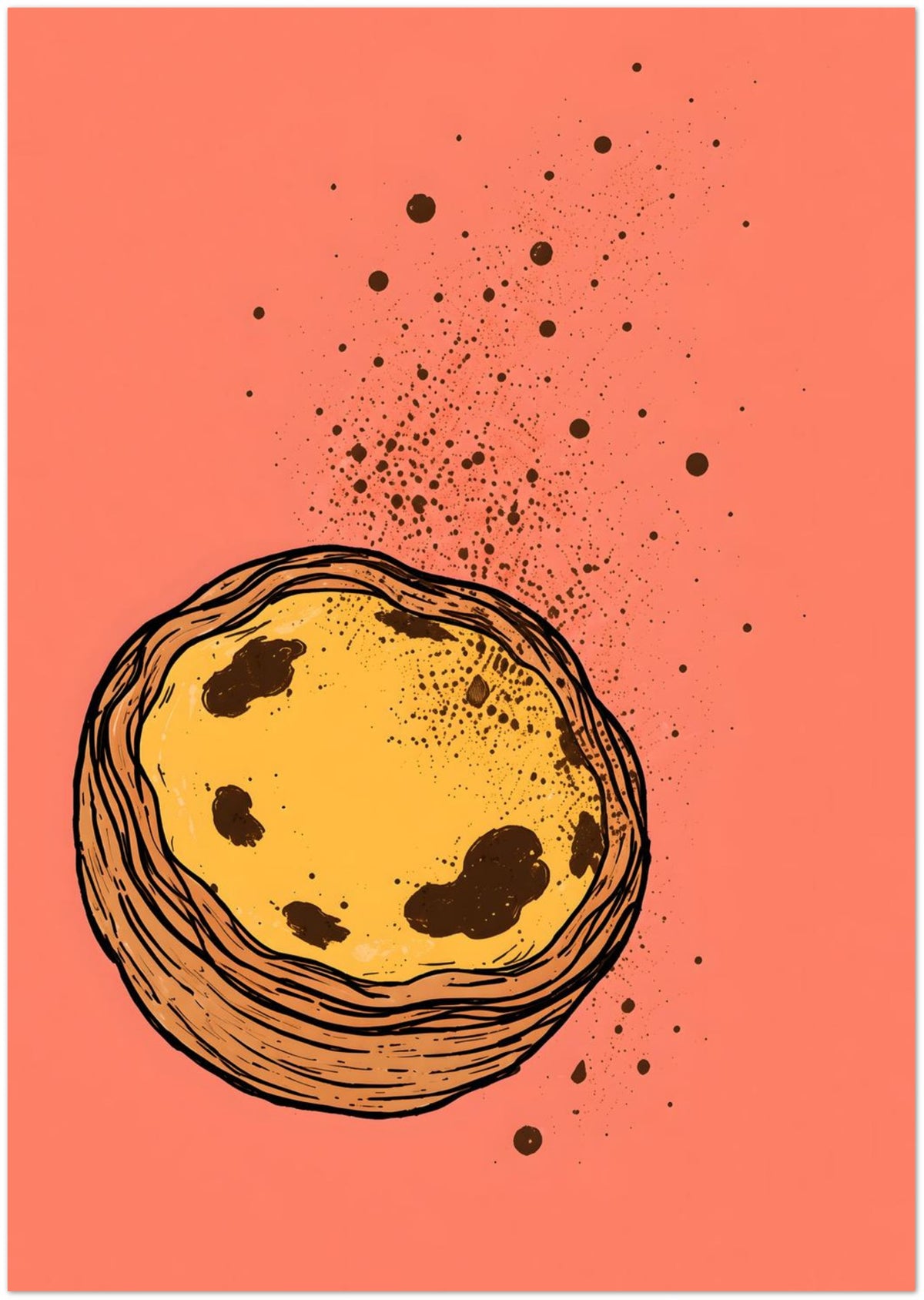 Minimalist Pastel De Nata Print Portuguese Food Art displayed on Premium Paper (170 GSM) 21x29.7 cm / 8x12"