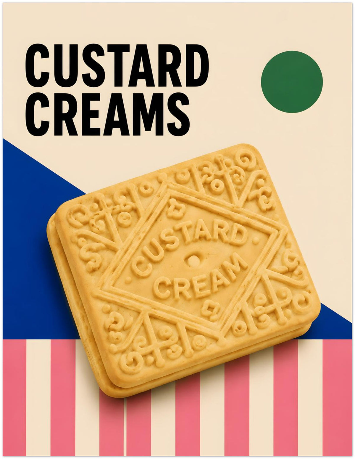 Custard Cream Biscuit Art Print displayed on Premium Paper (170 GSM) 27x35 cm / 11x14″
