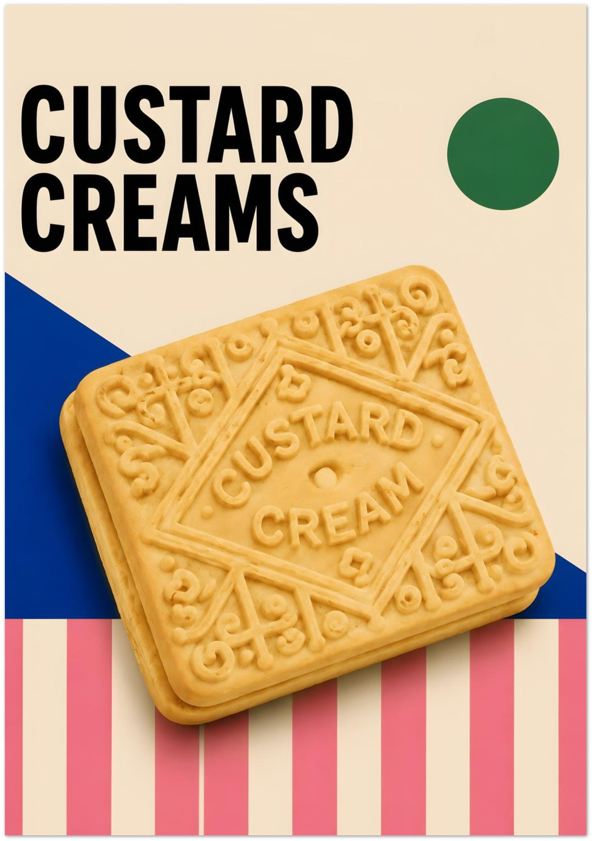 Custard Cream Biscuit Art Print displayed on Premium Paper (170 GSM) 70x100 cm / 28x40″