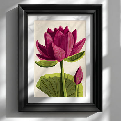 Thai Pink Lotus Flower Print