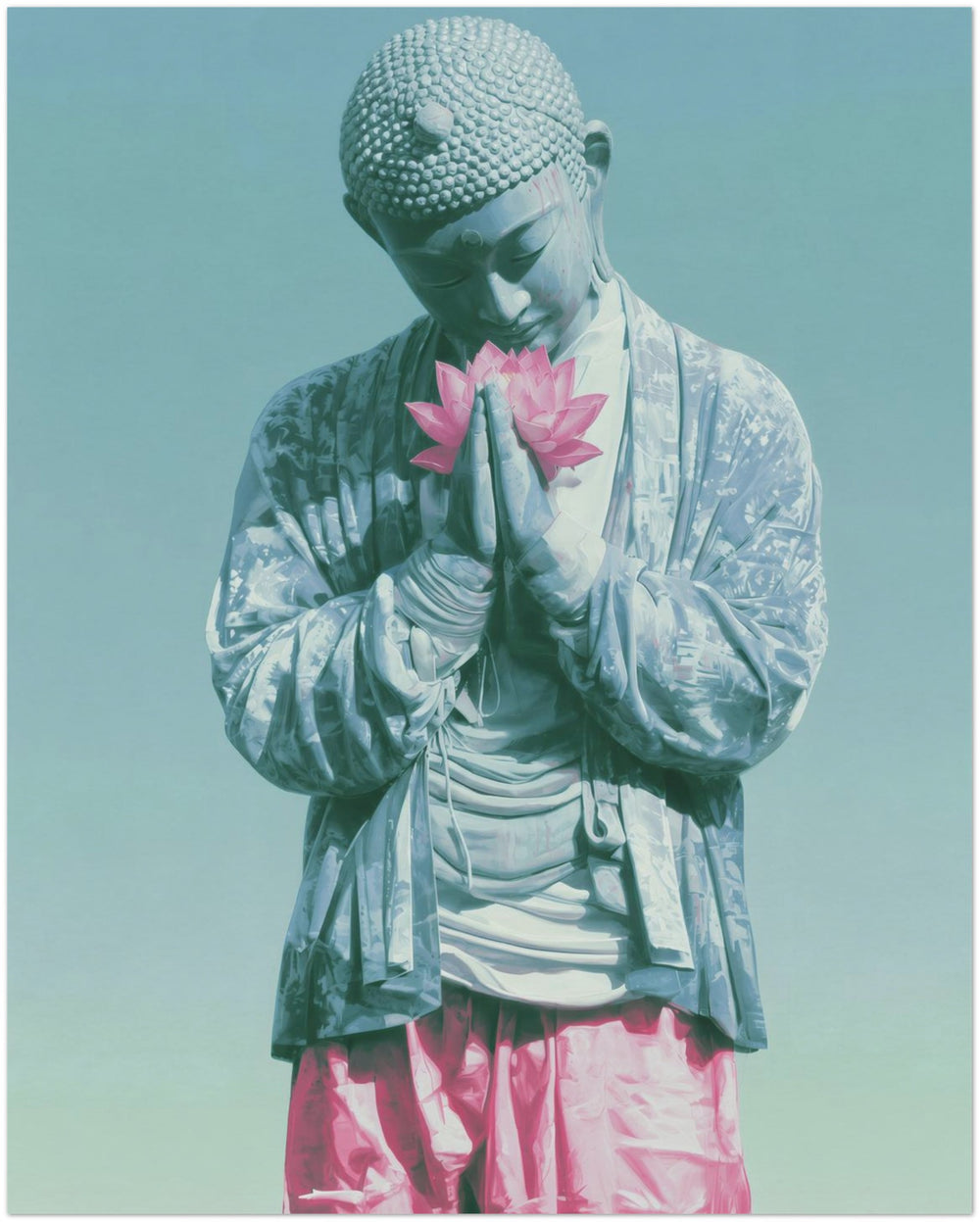 Buddha & Pink Lotus Art Print