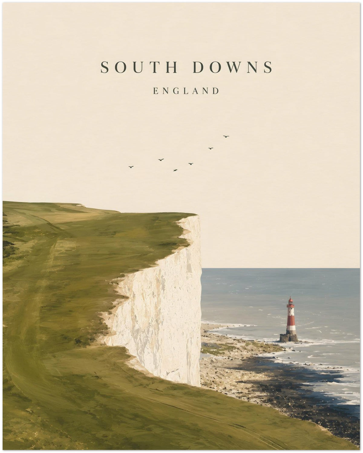 East Sussex Coastal Landscape Wall Art displayed on Archival Paper (250 GSM) 40x50 cm / 16x20″