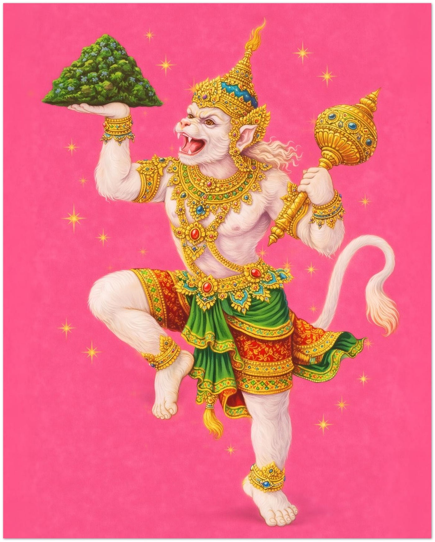 Thai Hanuman Ramakien Art Print displayed on 20x25 cm / 8x10″ Premium Paper (170 GSM)