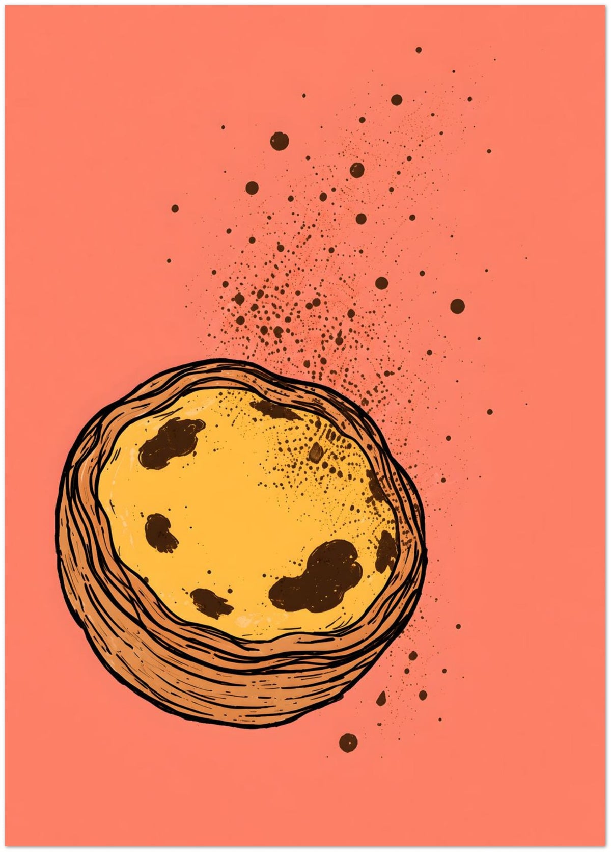 Minimalist Pastel De Nata Print Portuguese Food Art displayed on Premium Paper (170 GSM) 50x70 cm / 20x28″