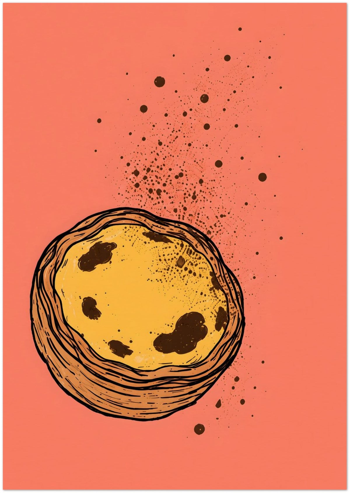 Minimalist Pastel De Nata Print Portuguese Food Art displayed on Archival Paper (250 GSM) A1 (59.4 x 84.1  cm)