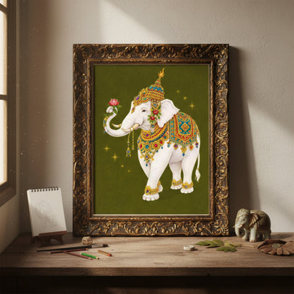 Thai Royal White Elephant Print
