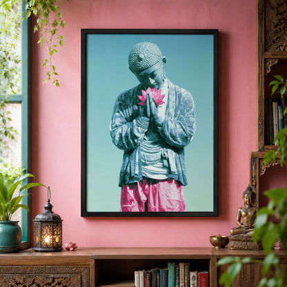 Buddha & Pink Lotus Art Print