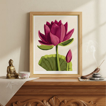 Thai Pink Lotus Flower Print