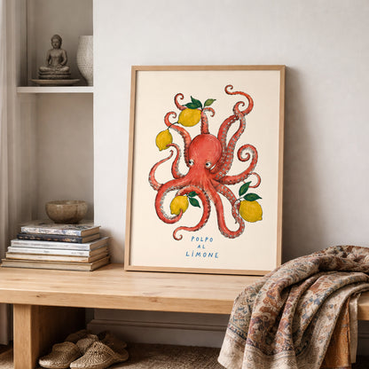 Italian Octopus and Lemon Poster
