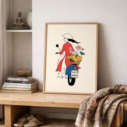 Vietnamese Women on Scooter Print