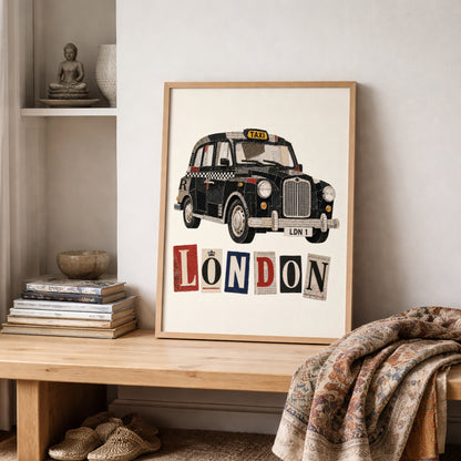 London Black Cab Cut Out Print
