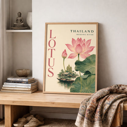 Thai Pink Lotus River Print