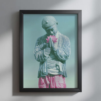 Buddha & Pink Lotus Art Print