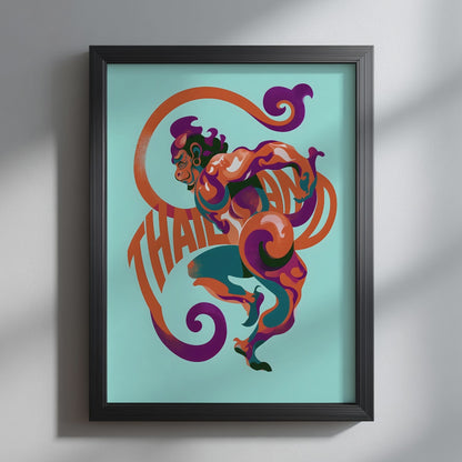Orange Thailand Hanuman Monkey Poster