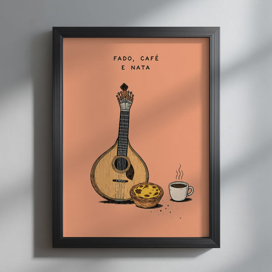 Video showcasing the available sizes for Portuguese Coffee Culture Kitchen Wall Art. It begins with a close-up of the artwork displayed in a black frame, followed by each available print size