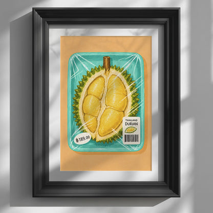 Video showcasing the available sizes for Yellow and Green Asian Fruit Print. It begins with a close-up of the artwork displayed in a black frame, followed by each available print size