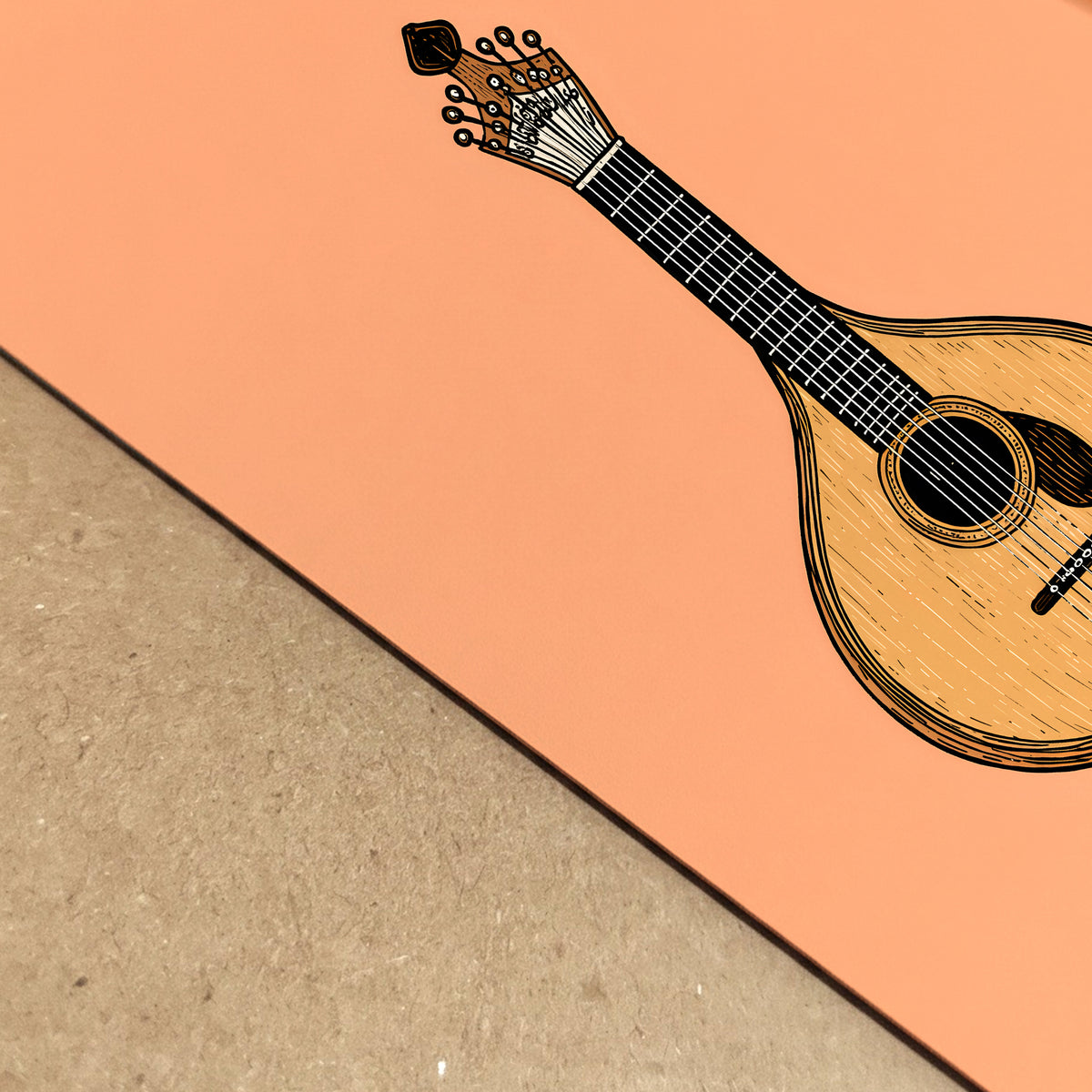 Portuguese Fado Guitar & Coffee Print