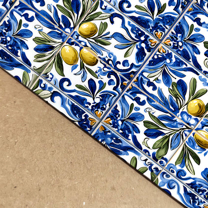 Portuguese Olive Azulejo Tile Print