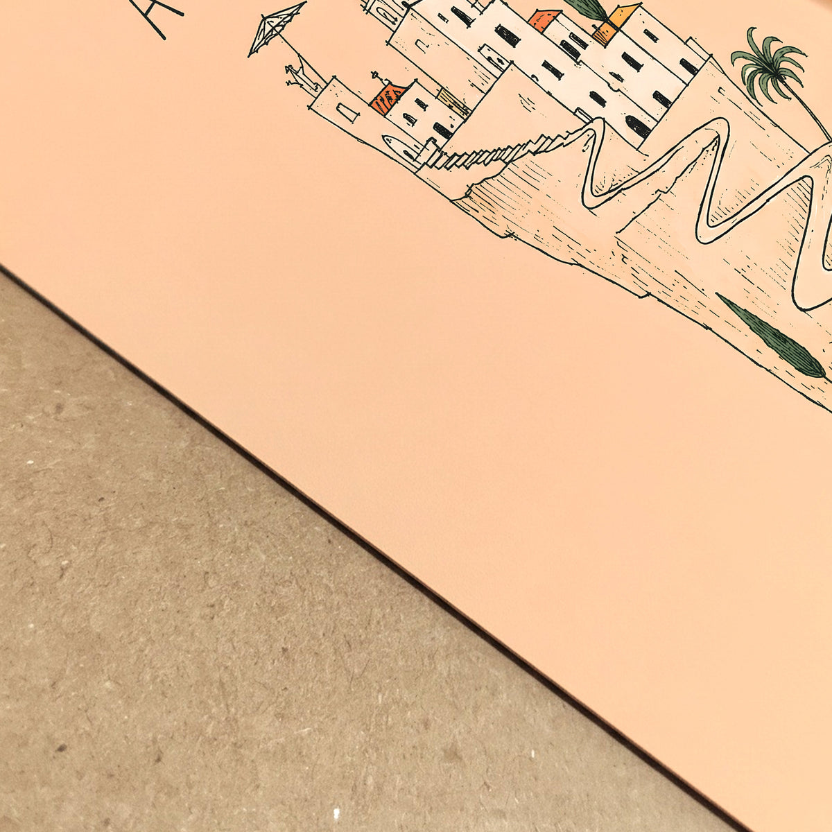 Amalfi Coast Line Art Print