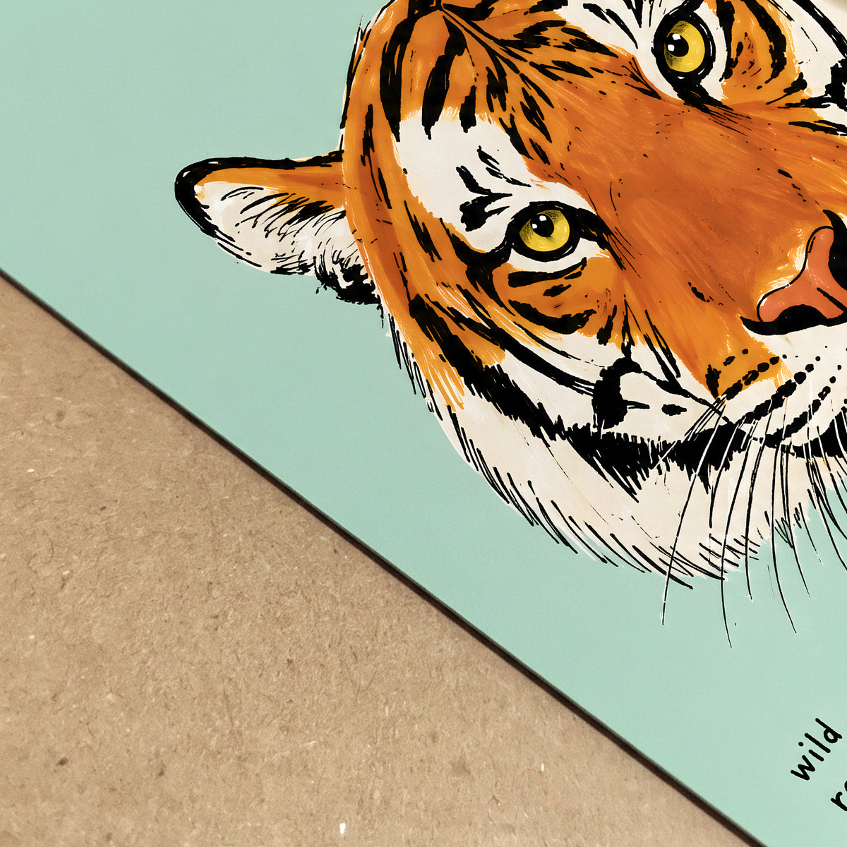 Orange Malayan Tiger Face Print