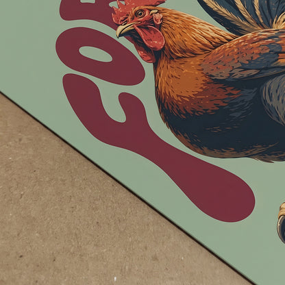 Green and Red Fortune Rooster Print