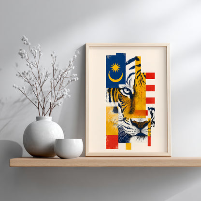 Malaysian Tiger and Flag Print