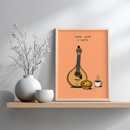 Portuguese Fado Guitar & Coffee Print