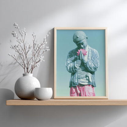 Buddha & Pink Lotus Art Print