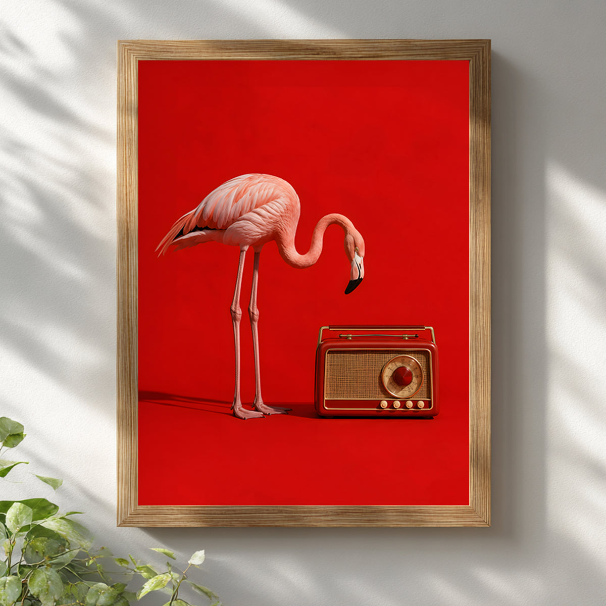 Pink Flamingo Vintage Radio Print