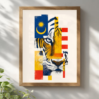 Malaysian Tiger and Flag Print