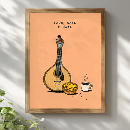 Portuguese Fado Guitar & Coffee Print