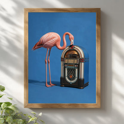 Pink Flamingo Jukebox Poster