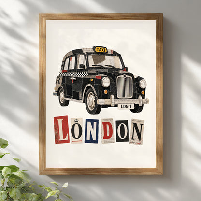 London Black Cab Cut Out Print