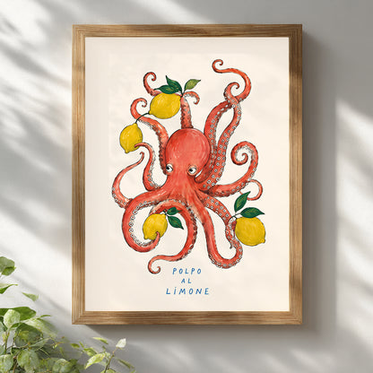 Italian Octopus and Lemon Poster