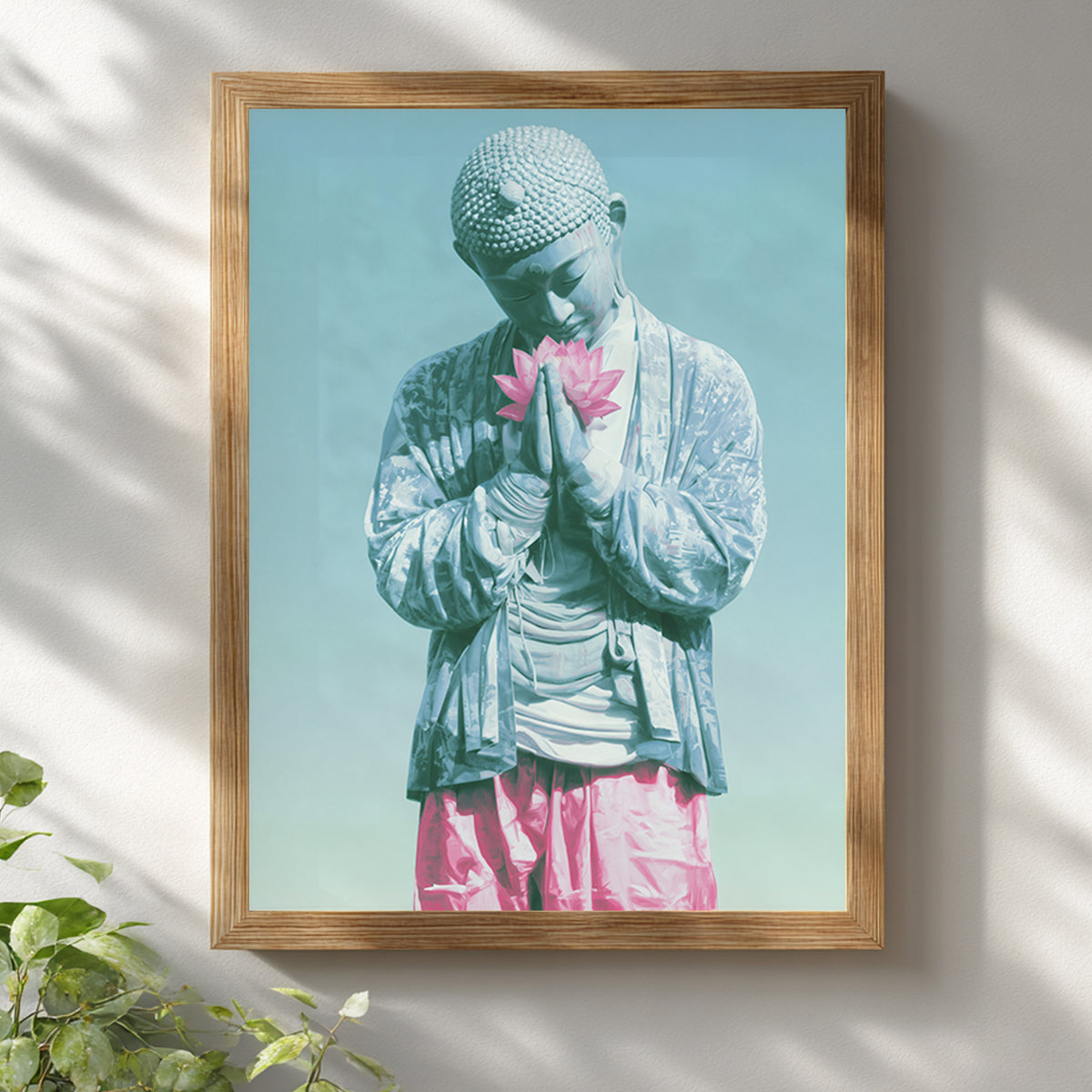 Buddha & Pink Lotus Art Print