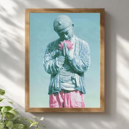 Buddha & Pink Lotus Art Print